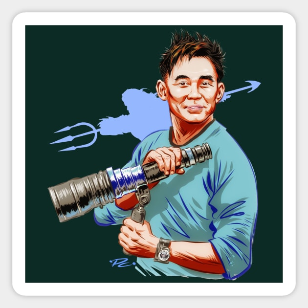 James Wan - An illustration by Paul Cemmick Sticker by PLAYDIGITAL2020